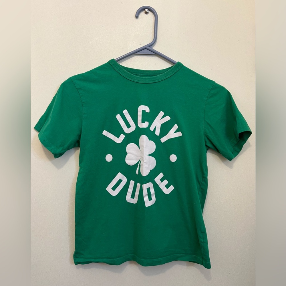 Children’s Place Lucky Dude t-shirt. Green w/ white shamrock St. Patrick’s day.